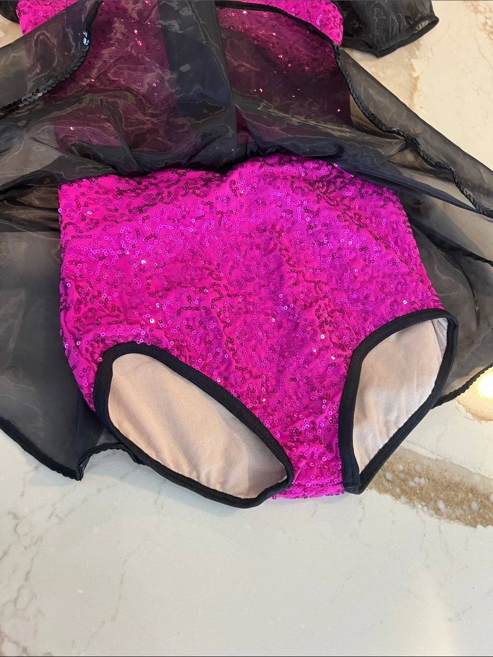 Weissman Black & Hot Pink Sequin Dance Costume Kids